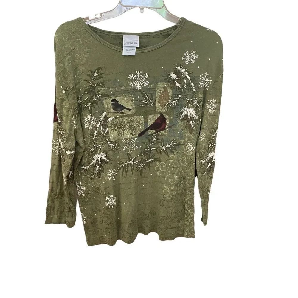 Cardinal Winter Morning Sun Long Sleeve Top Sz L